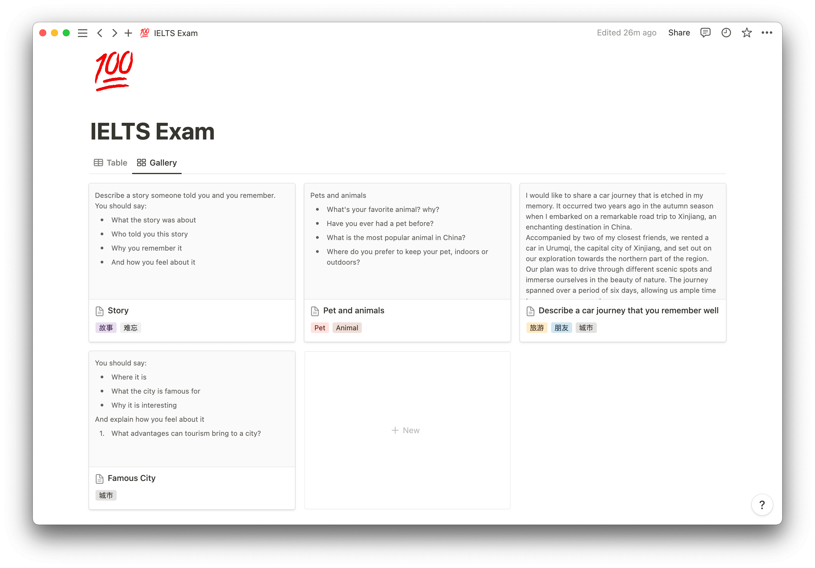 AI generate IELTS speaking exam notebook